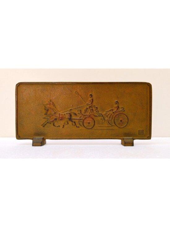 Other - Vintage Cast Iron 11" Japanese Horse Drawn Carriage Desk Plaque